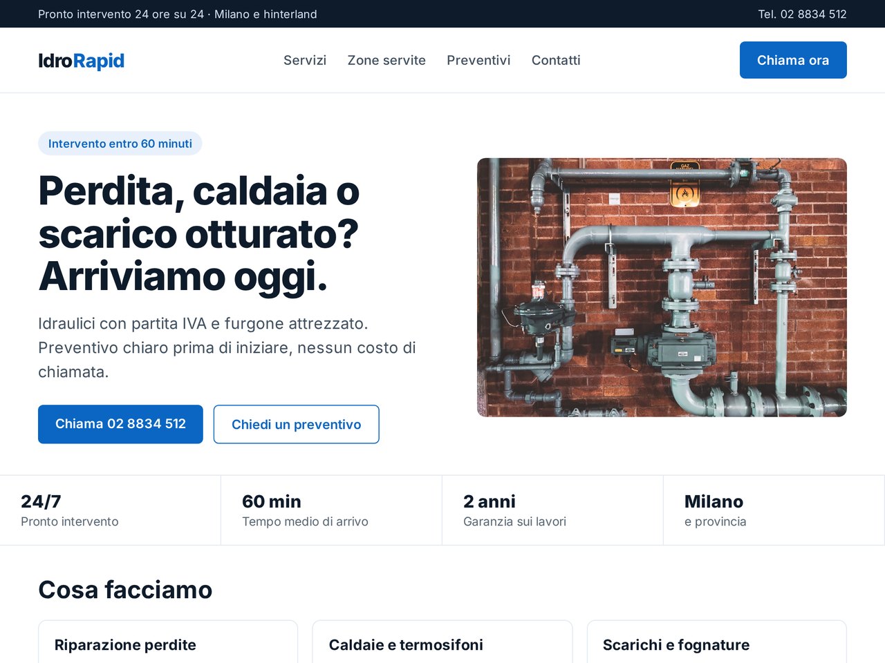 Anteprima del sito di un idraulico
